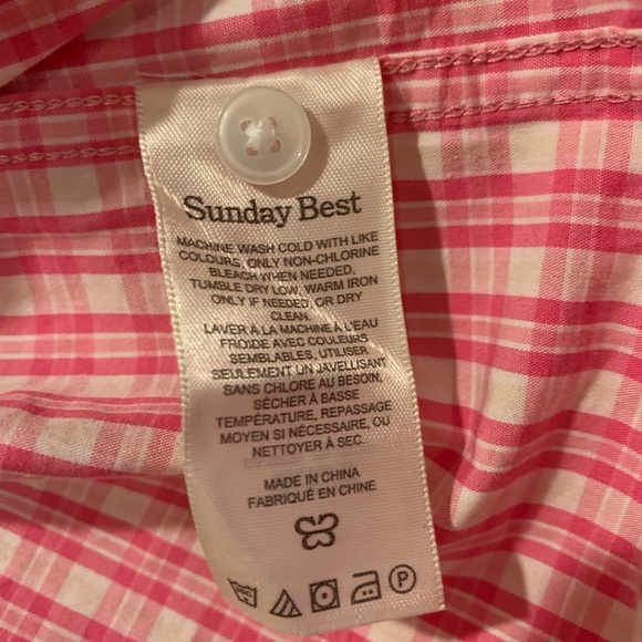 Aritzia Sunday Best Pink Plaid Button Down Collared Shirt - Picture 4 of 5